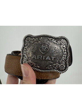 Ariat belt boys kids 2t/3t western leather size 22 brown tooled western cowboy